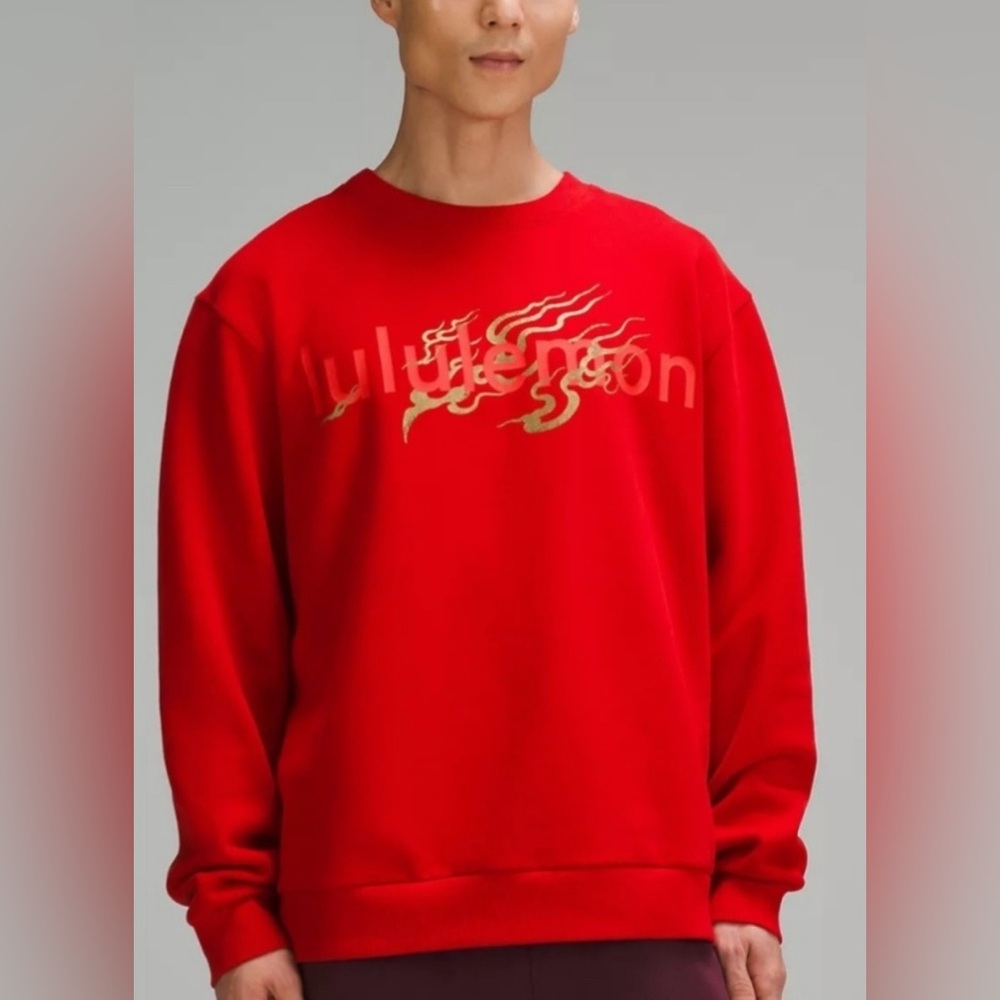 Lululemon Lunar‎ New Year Wordmark Steady State Crew Sweatshirt Dark Red Sz6